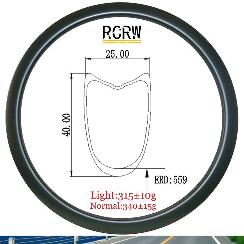 700C Road Tubular 40mm Deep Carbon Rim 25mm Wide Disc or V Brake UD 3K 12K Twill 16 18 20 21 24 28 Hole 40mmX25mm Bike Wheel