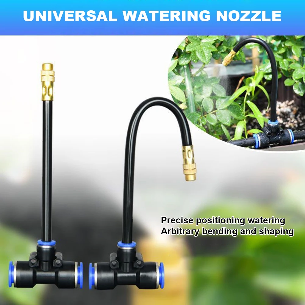 5M/10M Misting System Kit with 20cm Rotating Copper Nozzle Automatic Misting Watering Kit Adjustable 360 Degree Bend for Garden