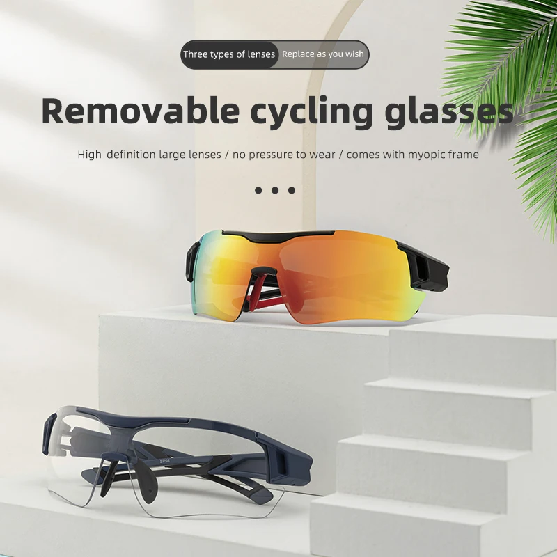 RockBros occhiali da ciclismo sport all\'aria aperta occhiali da sole da bicicletta polarizzati occhiali da vista occhiali da vista 5 lenti accessori