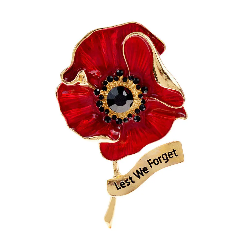 fashion women classic poppy flower brooch Lest We Forget pins jewelry