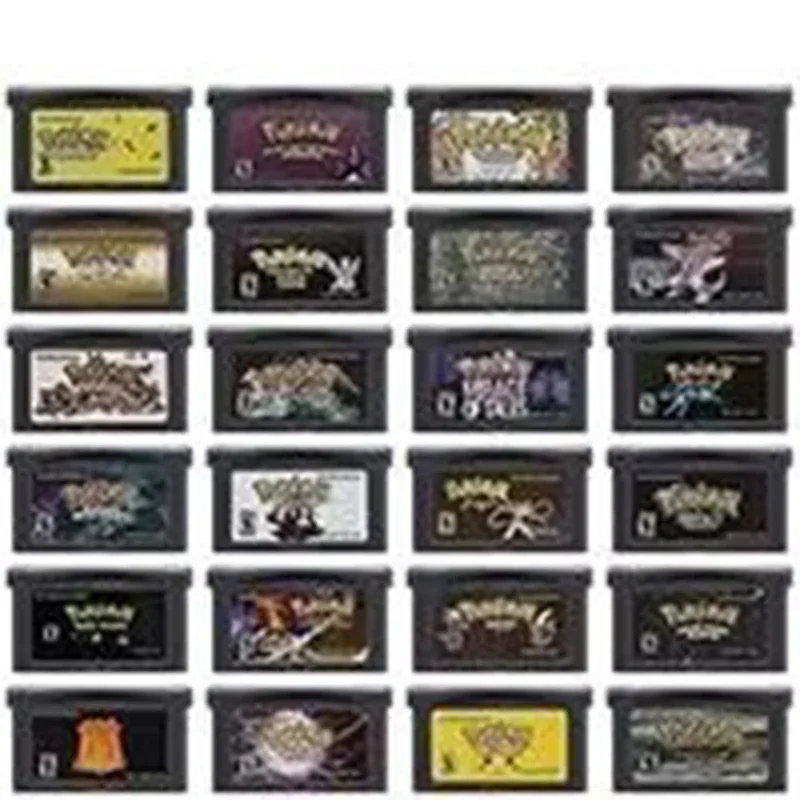 Cartão de console de videogame de 32 bits, cartucho de jogo gba, série pokemon, cinza escuro, cristal líquido, meu bunda pérola para gba/sp/ds