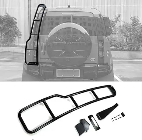 Black Rear Access Ladder Rack Roof Step Ladder Fit for Land Rover Defender 110 90 130 2020 2021 2022 2023 2024