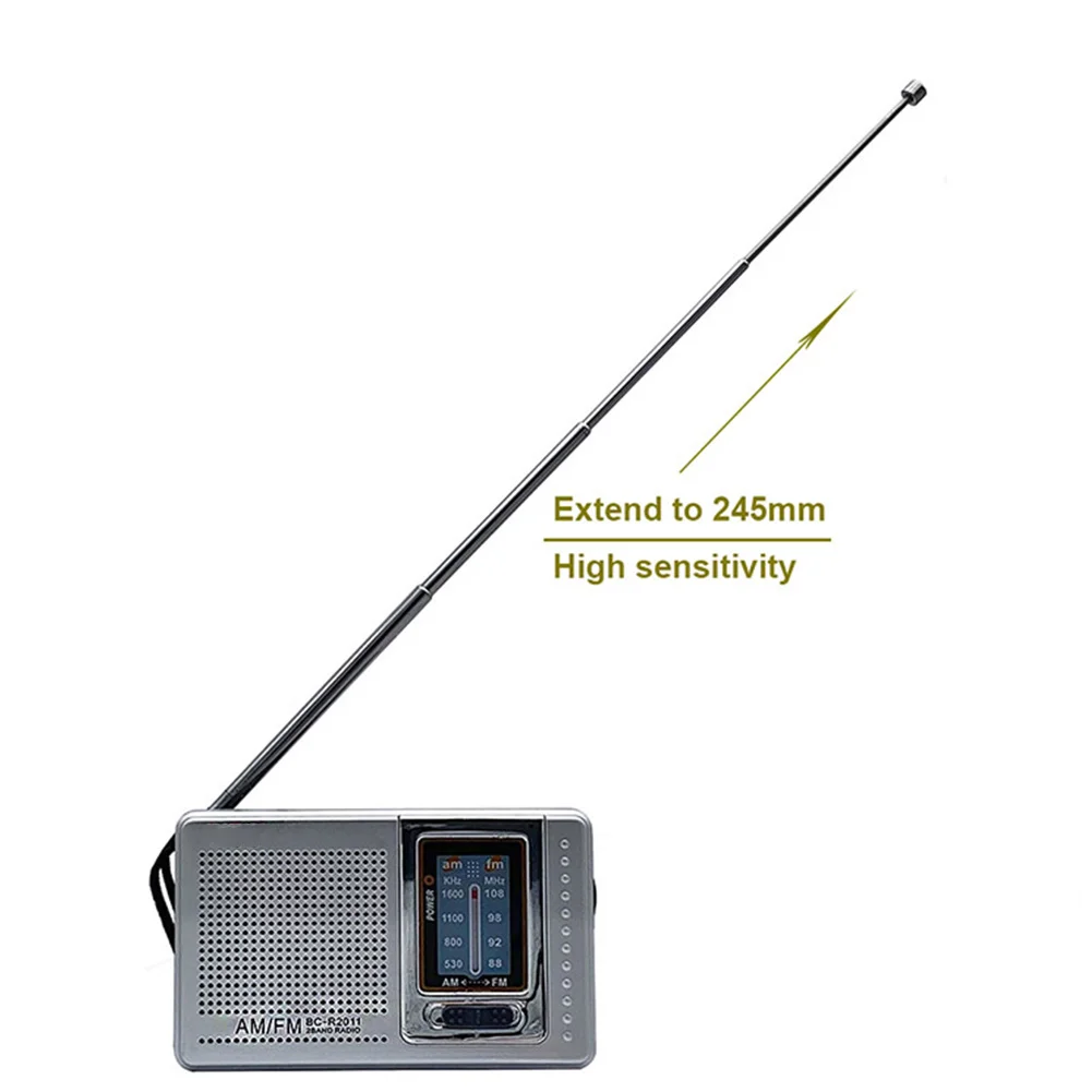 BC-R2011 Radio portátil AM FM con antena telescópica, receptor de Radio de onda corta recargable, reproductor para personas mayores, caminar en casa