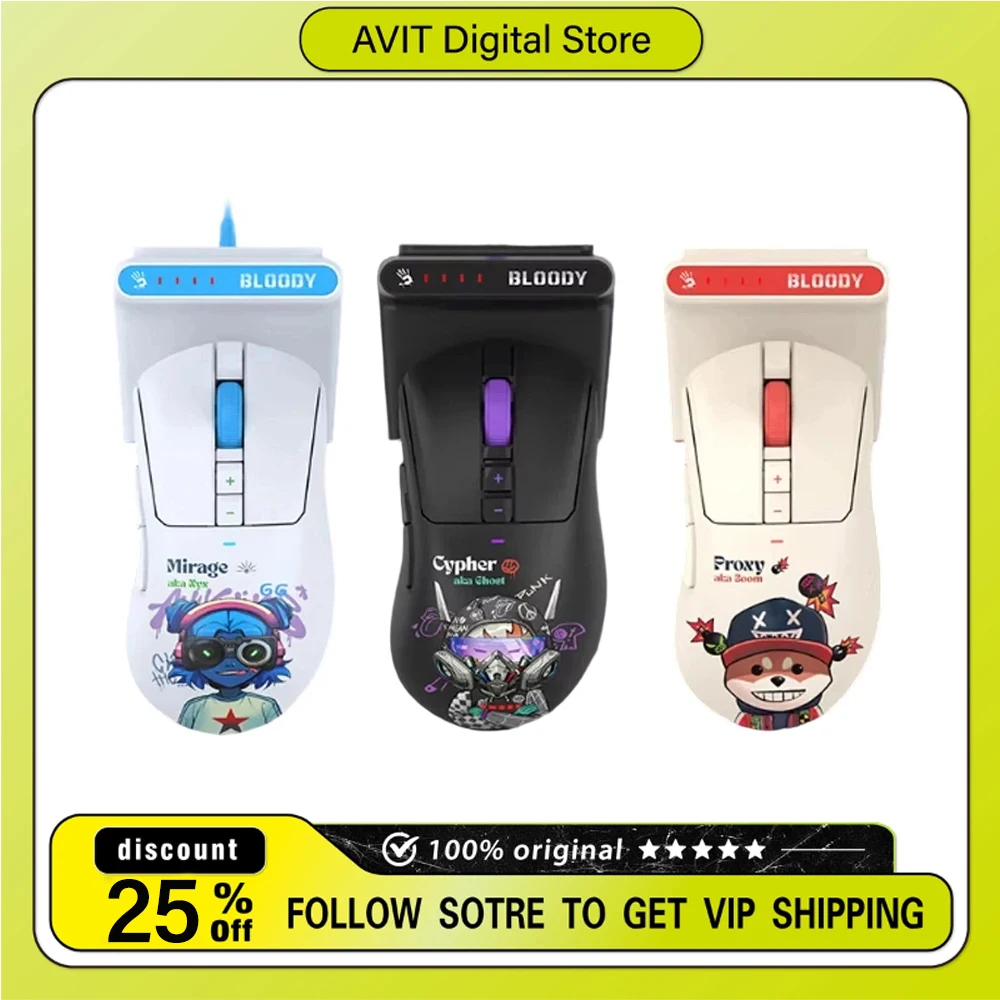 Bloody x Savage Impact R73QPro Gaming Mouse 80h Long Battery Life PAW3395 Sensor FPS Gamer 2.4G Charging Dock Receiver Mouse