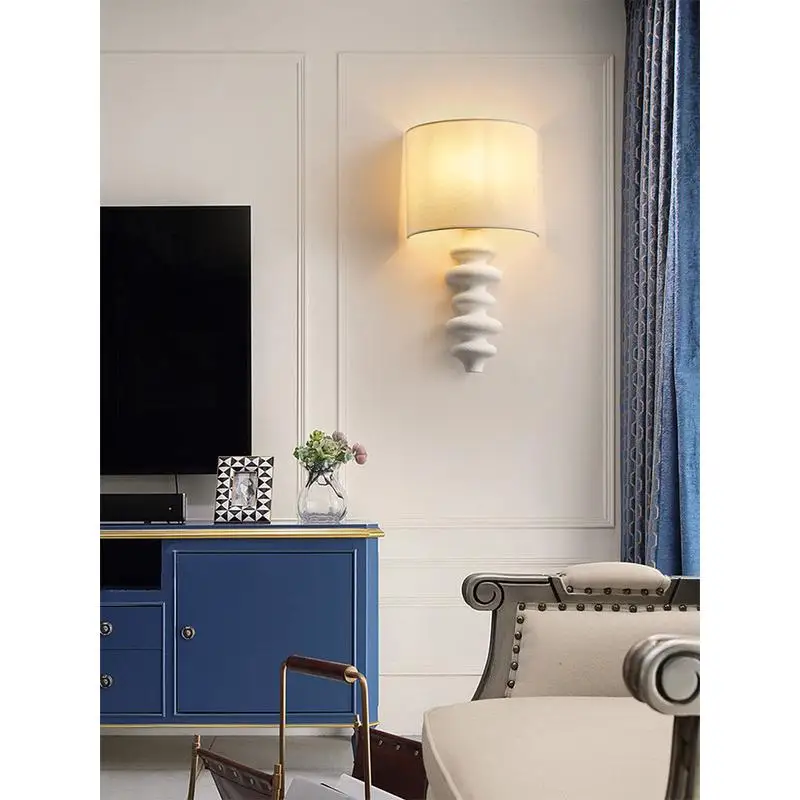 Living room wall lamp, study bedside lamp, spiral solid wood American bedroom corridor lamp