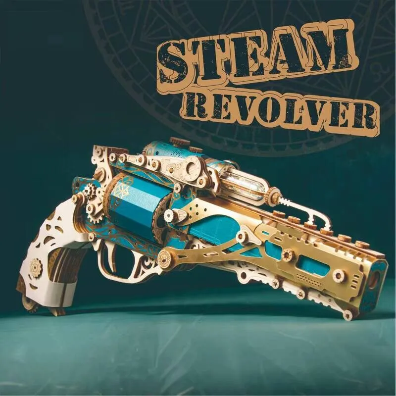 

3D Steam Fantasy Revolver Puzzle Building Blocks Mortise and Tenon Assembly Model Toy for Boys Birthday Gift