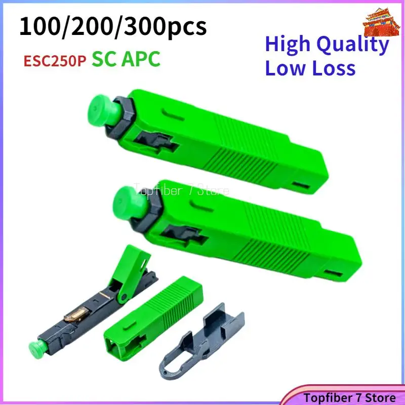 

100/200/300pcs UNIKIT ESC250P SC APC Fast Connector SM Single-ModeFTTH Mechanical Fiber Optic Conector cold connector green