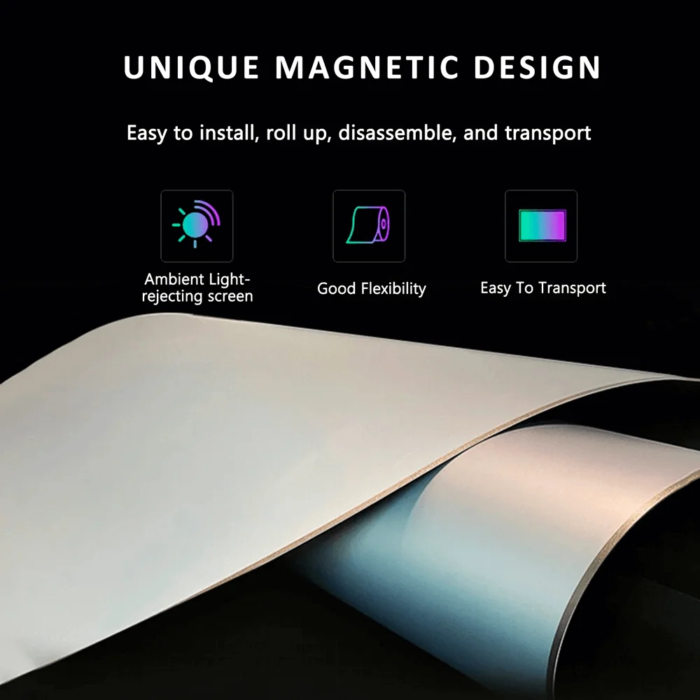 Fscreen Iris Series 120-Inch Fresnel ALR Magnetic Rollable PET Dark Grey Projector Screen 8K UHD Home Theater 16:9 Long Throw