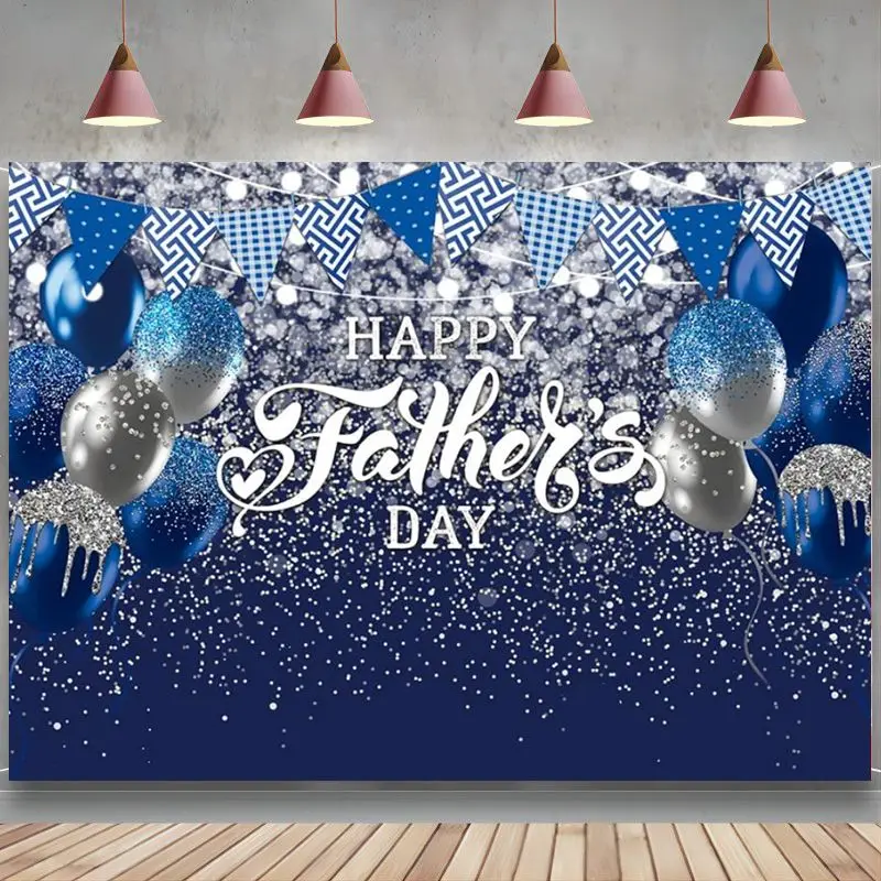 

Father's Day Backdrop Blue Glitter Backdrop for Father's Day Party Banner Glitter Blue Balloon Party Decoration Studio Props