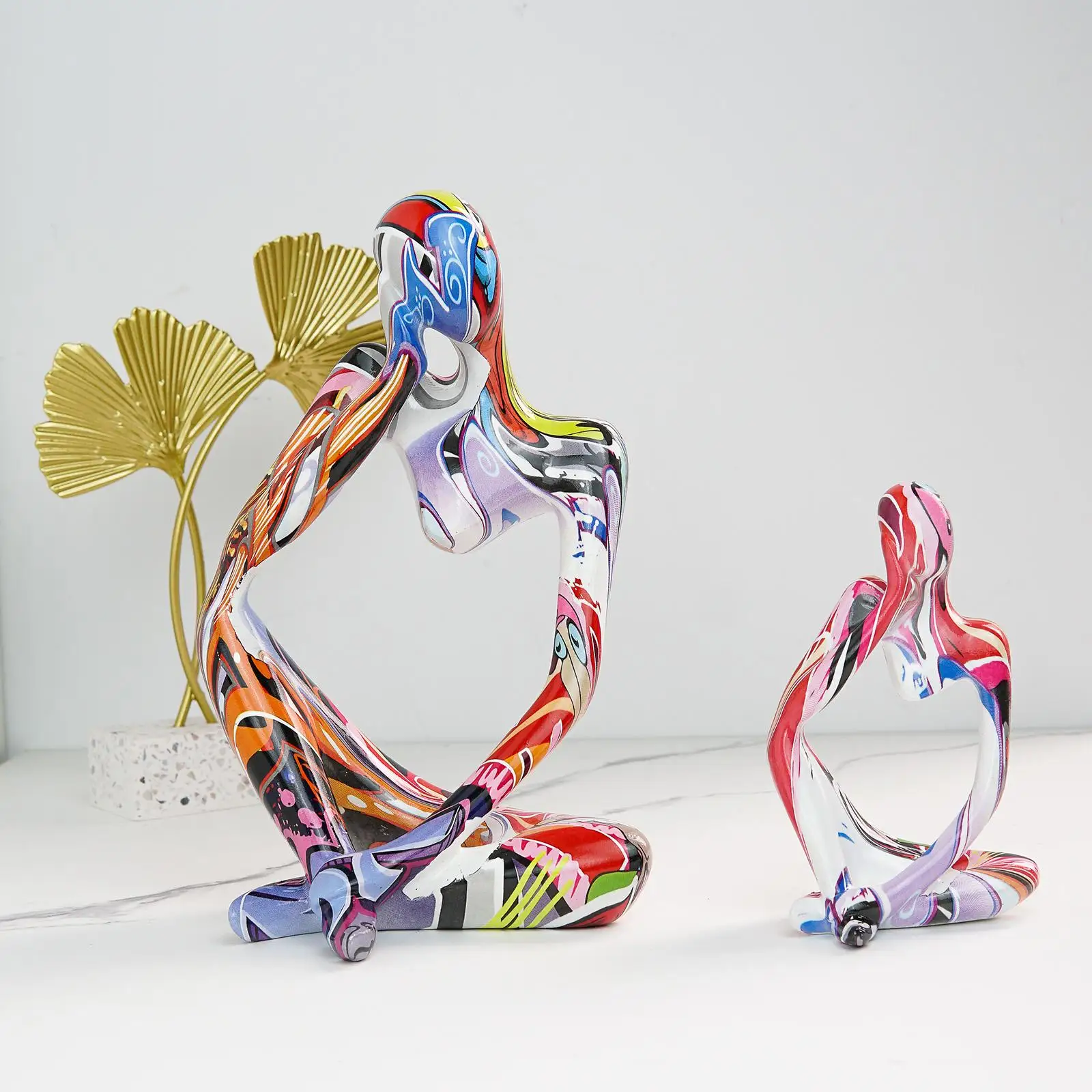 Resin Abstract Thinker Figurine Statue Art Decor Modern Sculpture Table Ornament People Craft Bookshelf Collection Nordic Style