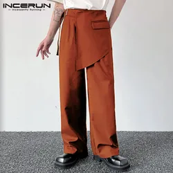 2024 Men Irregular Pants Solid Color Button Joggers Korean Style Trousers Men Streetwear Fashion Casual Long Pants S-5XL INCERUN