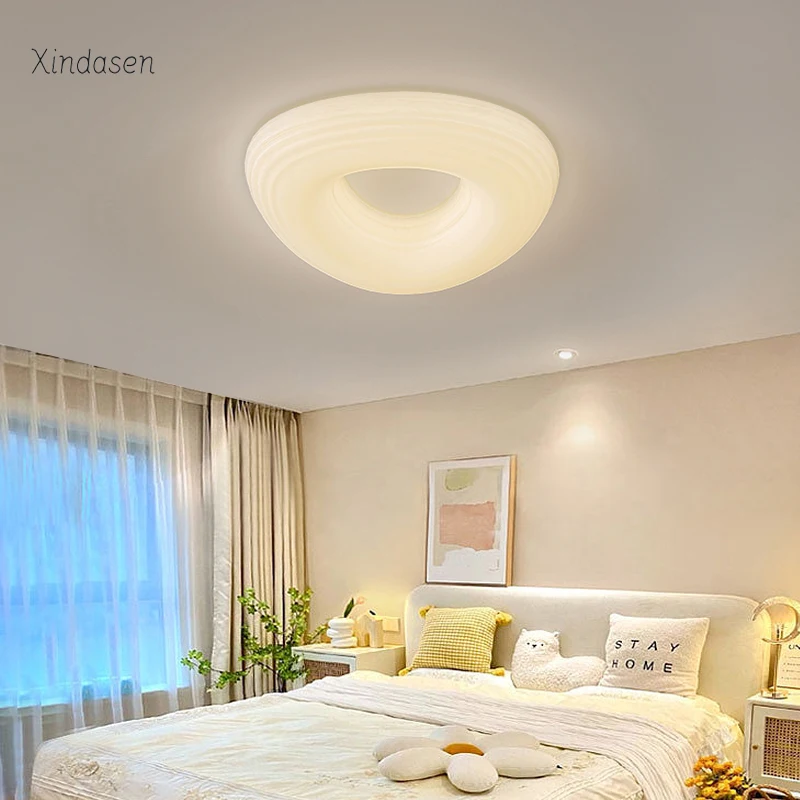 

Simple Bedroom Ceiling Light With Remote Control Smart Led Lights For Room Study Home Decor Cream Style Ceiling Chandelier Lamp