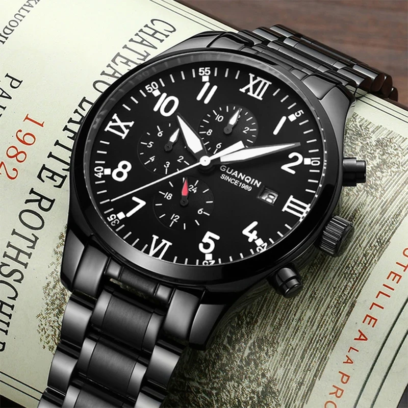 Мужские часы GUANQIN, роскошные автоматические механические многофункциональные часы MIYOTA с циферблатом, водонепроницаемые часы для бизнеса и отдыха