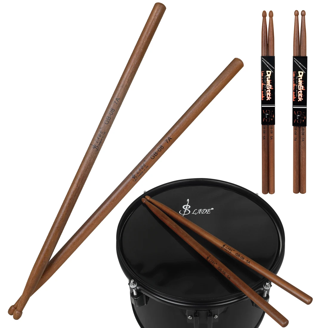 SLADE 1 Pair 5A 7A Drumsticks Mahogany Drum Sticks Drum Mallets Professional Percussion Musical Instrument Parts & Accessories