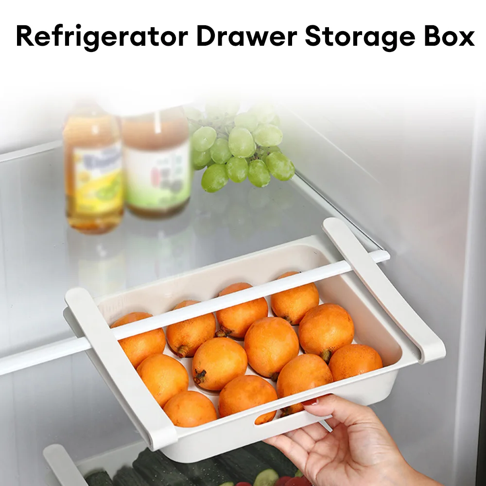 12 Grid Pull-out Fridge Egg Drawer Refrigerator Egg Fruit Storage Box Drawer Type Food Crisper Fridge Organizer Carton