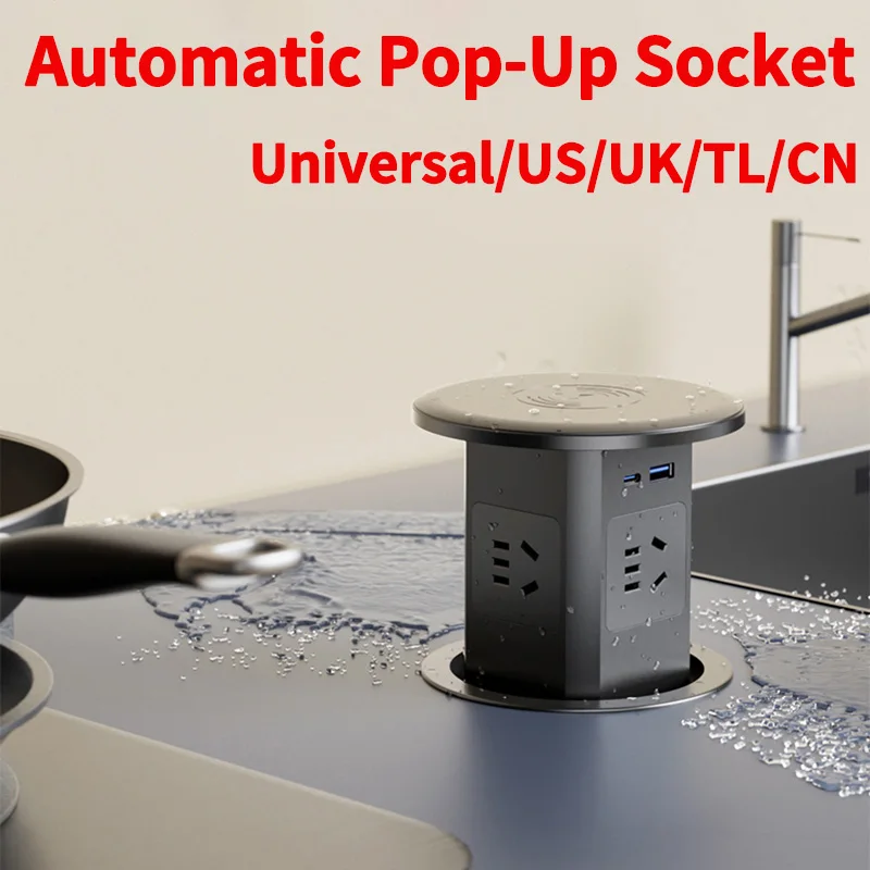 tomada pop up automatica com adaptador de tomada universal carregamento sem fio tomadas de desktop com classificacao ip55 usb tipo c eua reino unido au cn 01