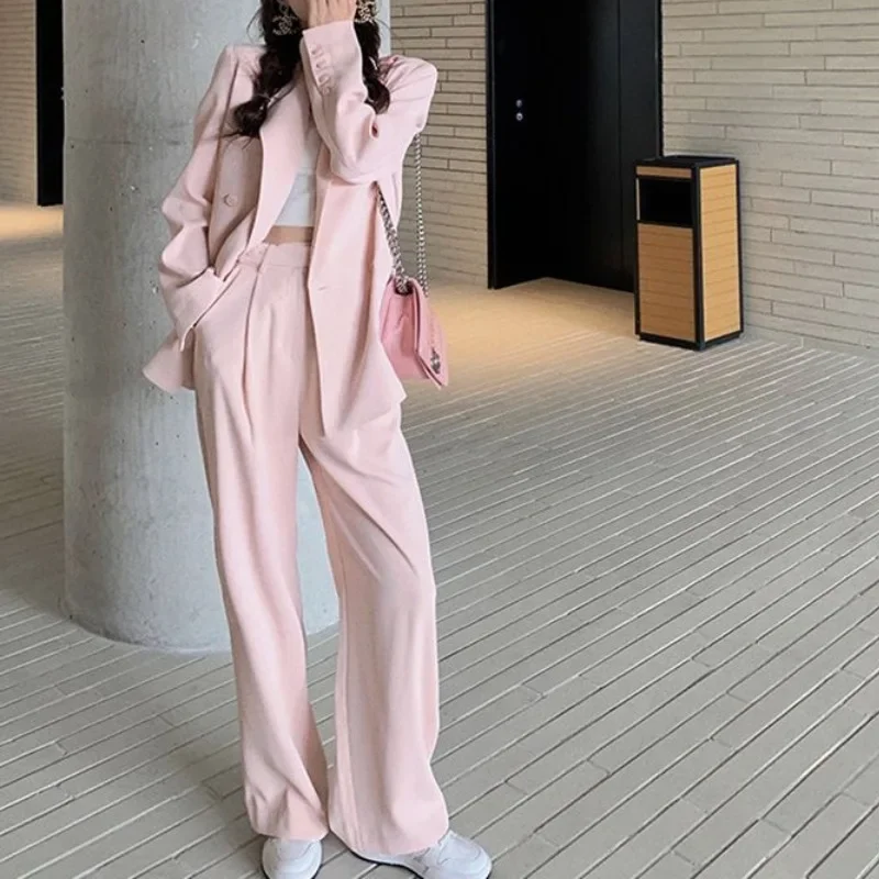 2024 Spring and Autumn Fashion New Suit Professional  Queen Two Piece Set Wide Leg Pants Women's Wear