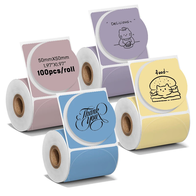 4 Rolls 2 Inch Round Colorful Thermal Labels Self Adhesive Round Thermal Stickers Multipurpose Label Tags