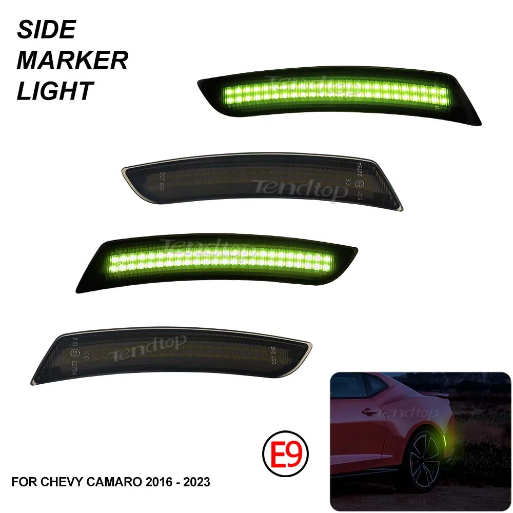 For Chevrolet Chevy Camaro 2016 2017 2018 2019 2020 2021 2022 2023 Smoked Lens Front Rear LED Sider Marker Lamp Parking Lights