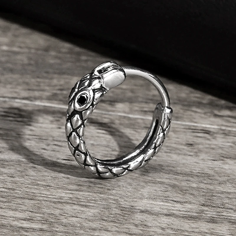 

Серьги-гвоздики в виде змеи из нержавеющей стали, винтажные украшения для ушей в стиле панк-рок, мужские высококачественные литые стальные цветные серьги для мальчиков, модный подарок