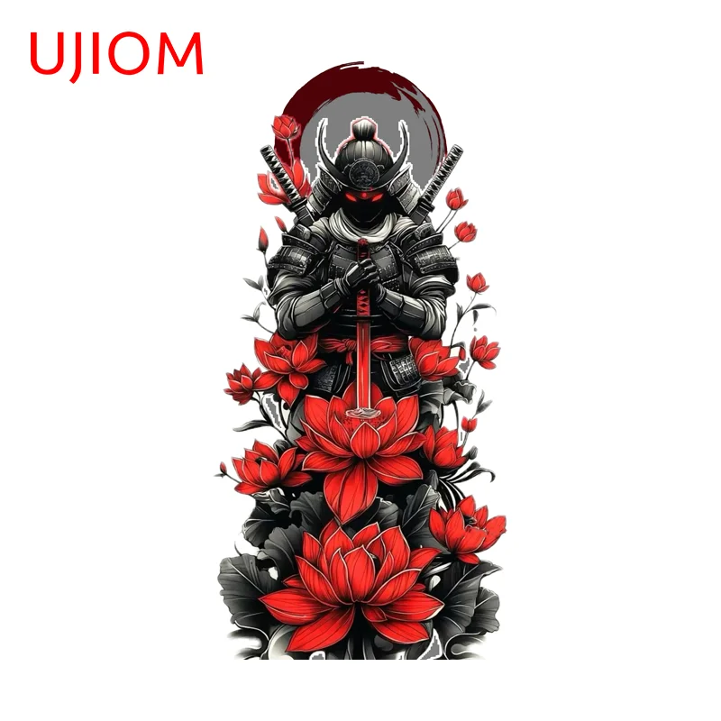 UJIOM Red Flower Samurai Standing Posture Wall Sticker Popular Creative Hot Selling Decal Delicate Adhesive Wallpapers Decor