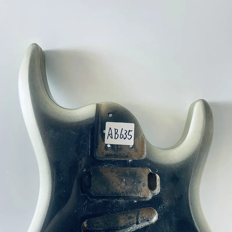 AB637 7 Strings Custom Order   Electric Guitar Body Silver Edge Black with Damags and Dirty DIY Guitar Parts Accessories