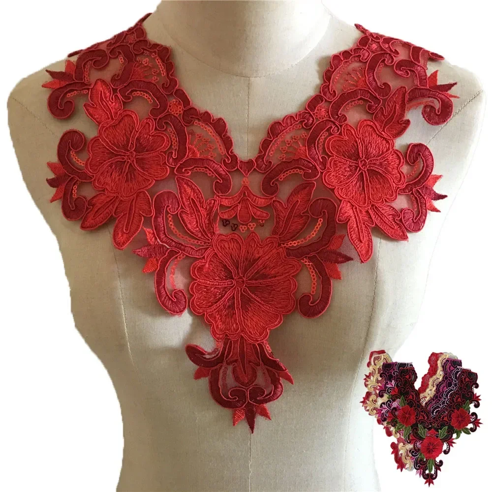 Wholesale sales 1-10 pcs Embroidered lace versatile dress DlY sewing hollowed out collar decoration clothing accessories