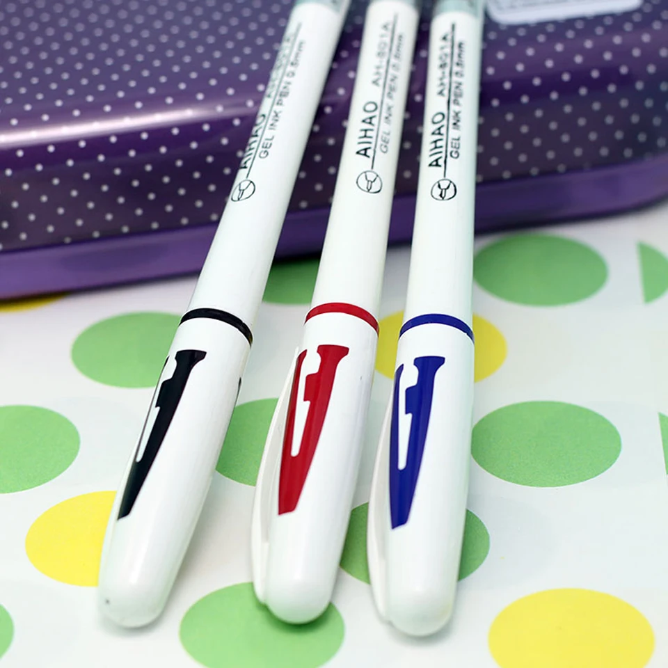 10/5Pcs/Lot Gel Exam Pen Black Blue & Red Needle Tube Ink 0.5mm Writing Gel Ink Pens Office & School Supplies