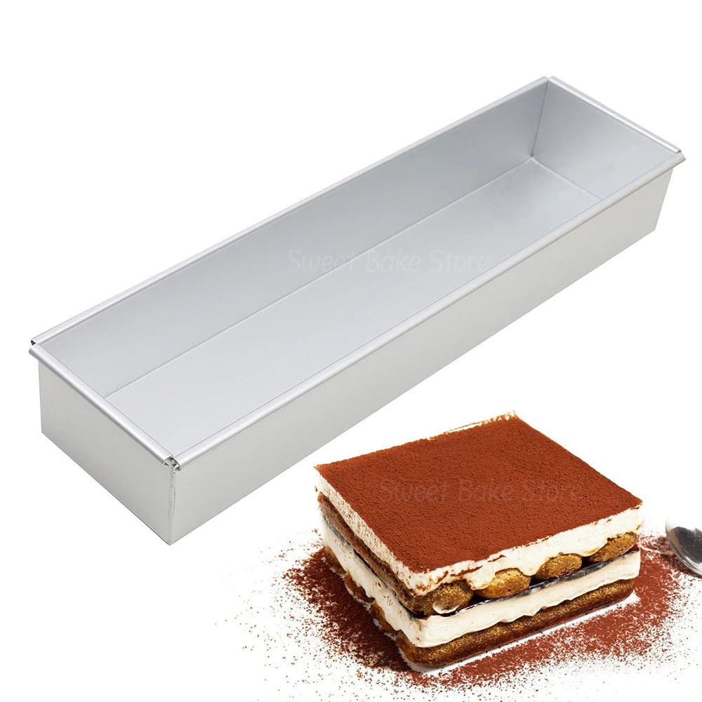 

40*10*6cm Aluminum Fixed Frame Rectangle Cake Pan, For Tiramisu, Brownie, Cheesecake, Ice Cream, DIY Cooking Tools Baking Mold