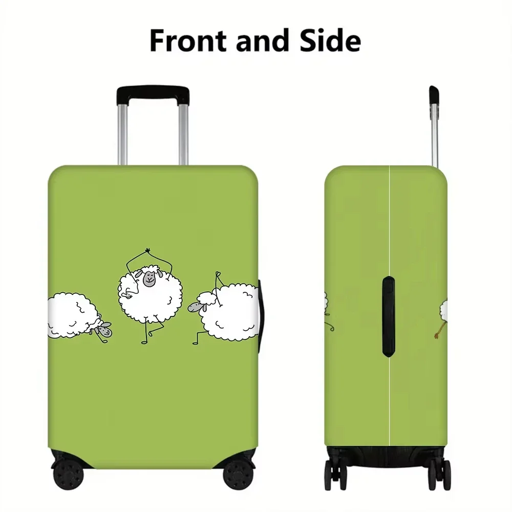 Cute Cartoon Sheep Print Elastic Luggage Cover Anti‑Scratch Dustproof Suitcase Protector For 18‑32 Inch Travel Bag