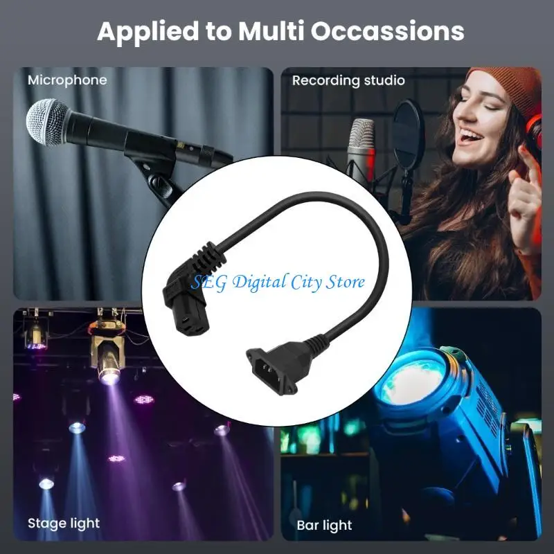 U75B 90 Degree C13 Female to C14 Male with Screw Hole Adapter Extension Cord IEC320 C14 to C13 Up/Down/Left/Right Angled Cord