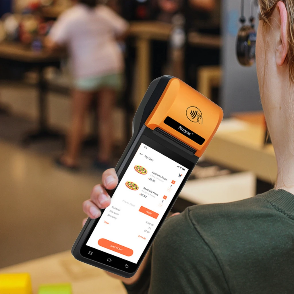 

android pos GMS 5.5 Inches Handheld POS 1D/2D/QR Barcode Scanner Support 4G WiFi BT Android Pos System with Printer