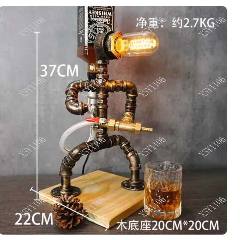 Stainless Steel Robot Wine Dispenser Upside down Drinks Stand Bottle Rack for Home Bar Decorative Kitchen Storage