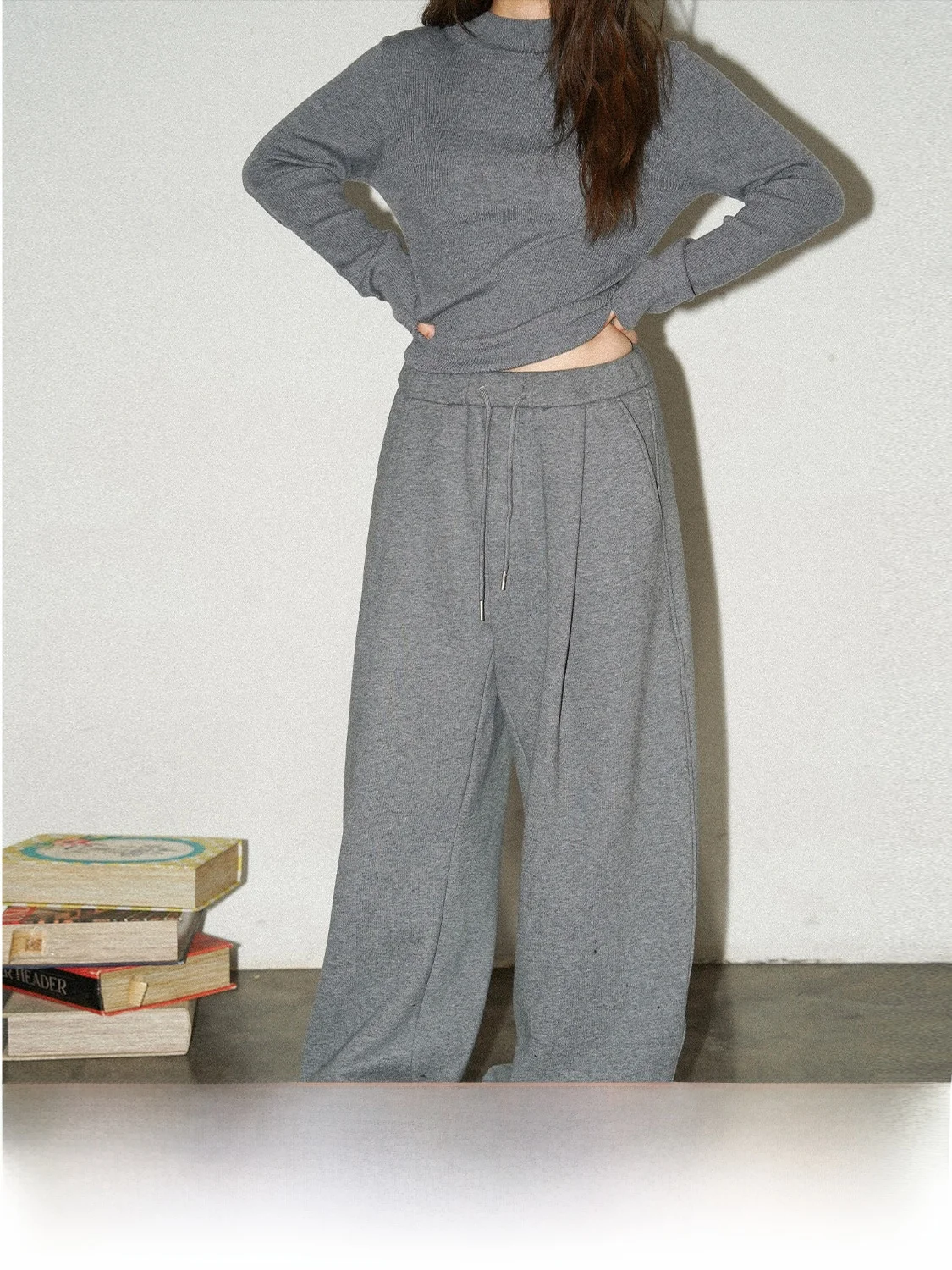 

JINGU теплые повседневные брюки с широкими штанинами на подкладке, зимние удобные длинные брюки Hanfu с изогнутым ножом