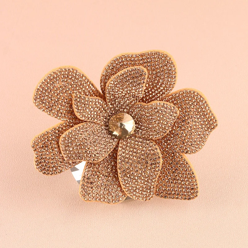 1Pc Large Double-Layer Rhinestone 3D Flower Applique, 4 Colors Optional, DIY Accessories for Brooches, Shoe Decor & Garments