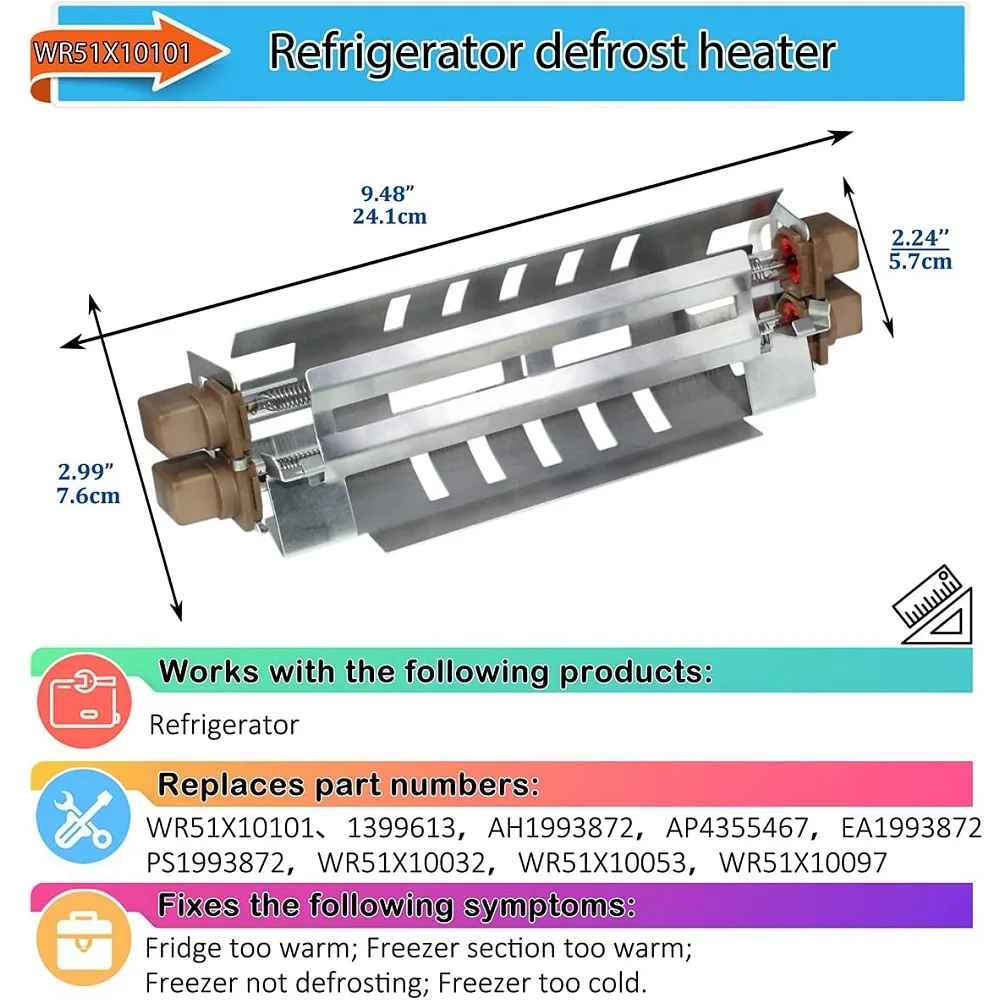 WR51X10101 Refrigerator Defrost Heater Compatible For GE 1399613,AH1993872,AP4355467,EA1993872,PS1993872,WR51X10032,WR51X10053