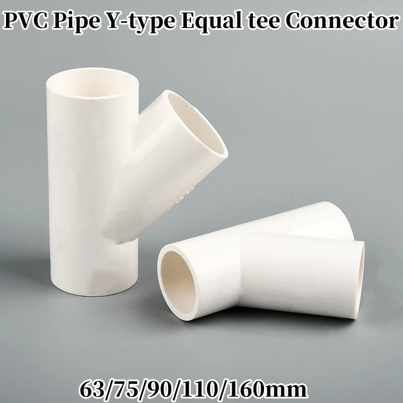 

63/75/90/110/160mm PVC Oblique Tee 45 Degree Connector Aquarium Fish Tank Watering Joint Garden Irrigation Y-type Pipe Fittings