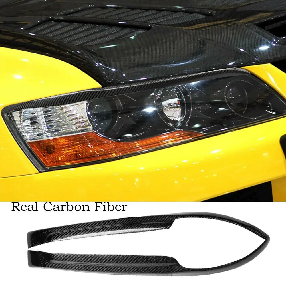 Carbon Fiber Headlight Eyelid Eyebrow Trim For Mitsubishi Lancer EVO 7-9 2003-07