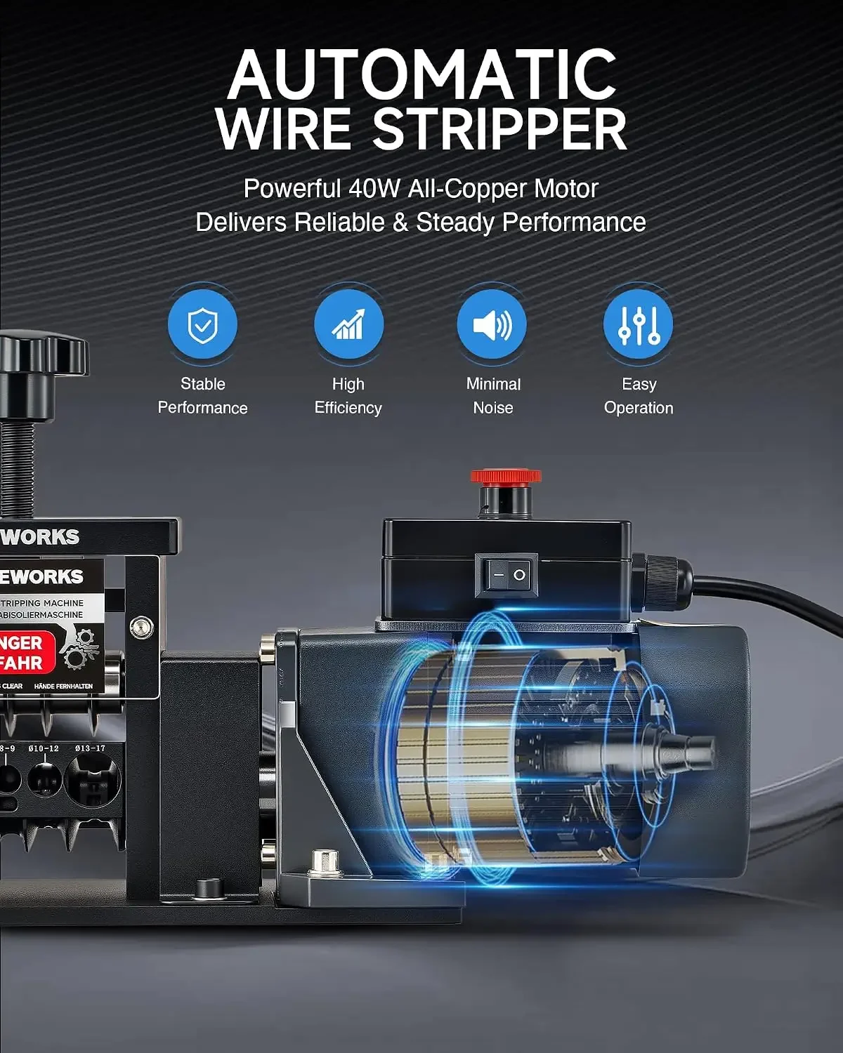 BestsellingAutomatic Wire Stripper Machine, 8 Channel Electric Wire Stripping Machine for 0.06 to 0.67 in. Copper Wires, Electri