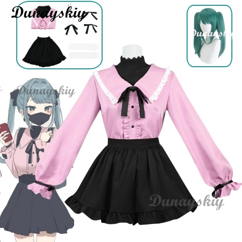 

Vampire Cosplay Jirai Kei Costumes Wig Cute Vampire Costume Pink Kawaii Lolita Black Dress Props Set Halloween Carnival
