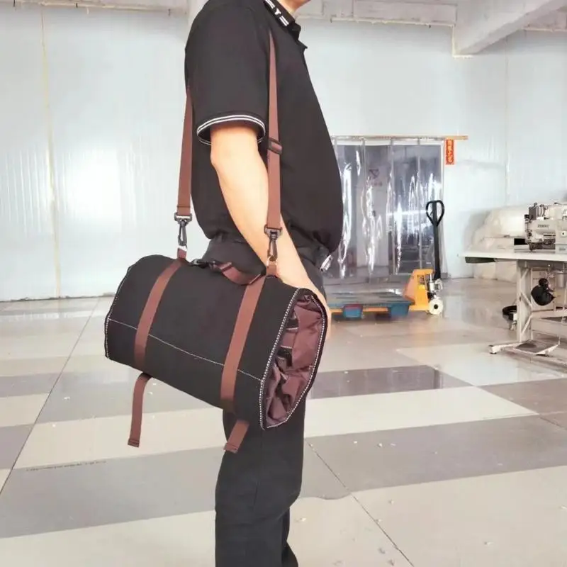 ตัวจัดเตรียมเครื่องมือแบบพกพาม้วนถุงที่มีวัสดุผ้าใบสำหรับการจัดเก็บเครื่องมือง่ายๆ