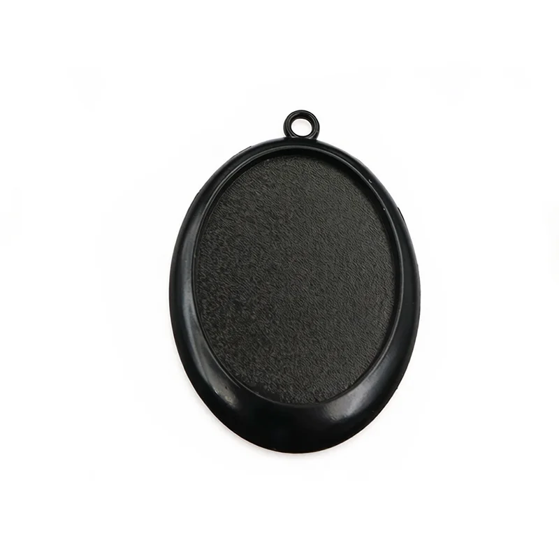 5pcs 30x40mm Inner Size Black Alloy Metal Oval Pendant Cabochons Blank Base Setting Bezel Tray DIY Jewelry Making Accessories