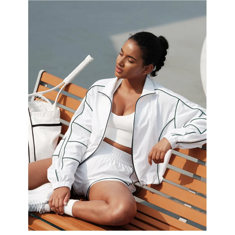 

MAQVOB EU US Size Fitness Jacket Women Loose Fit Training Yoga Wear Set Quick Dry Waterproof Running Sports Tennis Clothes Polo