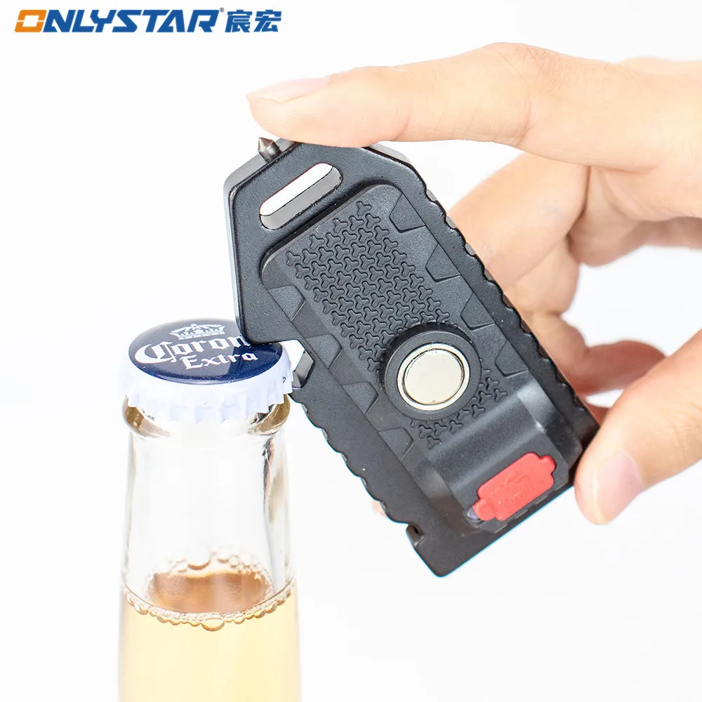 Type-C Charging Emergency Lamp, Mini Work Light, Small Flashlight, Keychain Cob, Multifunctional Safety Hammer, Survival Whistle