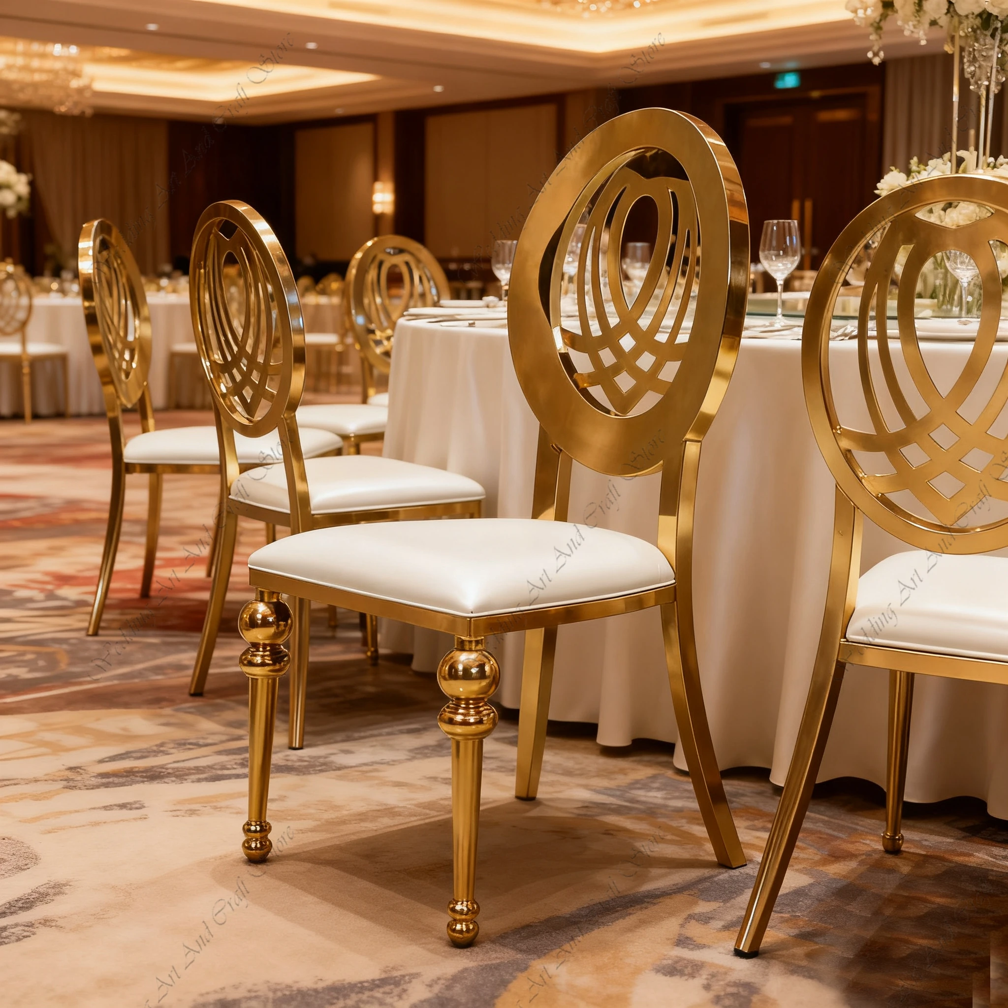 56pcs f30 Light Luxury Style Outdoor Garden Events Party Hotels Waist Protection Hollow Out Design Dining Wedding Chair ivy382