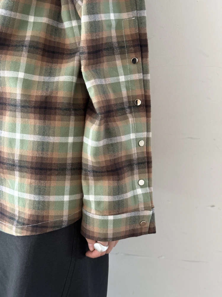 

Женское пальто-рубашка из хлопка в клетку с длинными рукавами, с эффектом потертости, свободного кроя, с узором, для девочек