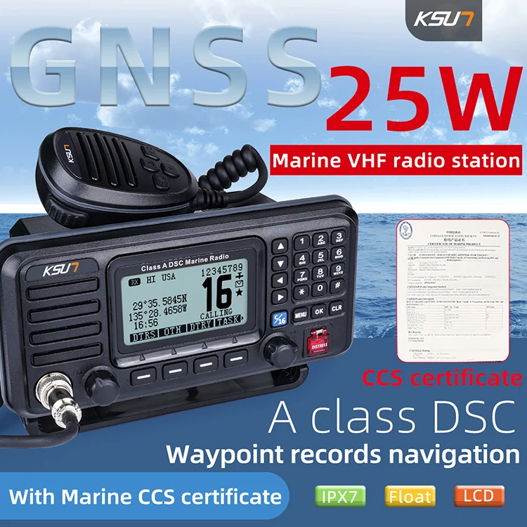 KSUN P510 25w DSC Marine Radio IPX7 Waterproof Two Way Marine Radio Transceiver VHF GNSS GPS Fixed Boat Marine Radio
