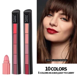 1PC Matte 5-color Lipstick Set Velvet Lip Stick Non-stick Lip Gloss Long Lasting Waterproof Sexy Red Lipstick Lip Makeup