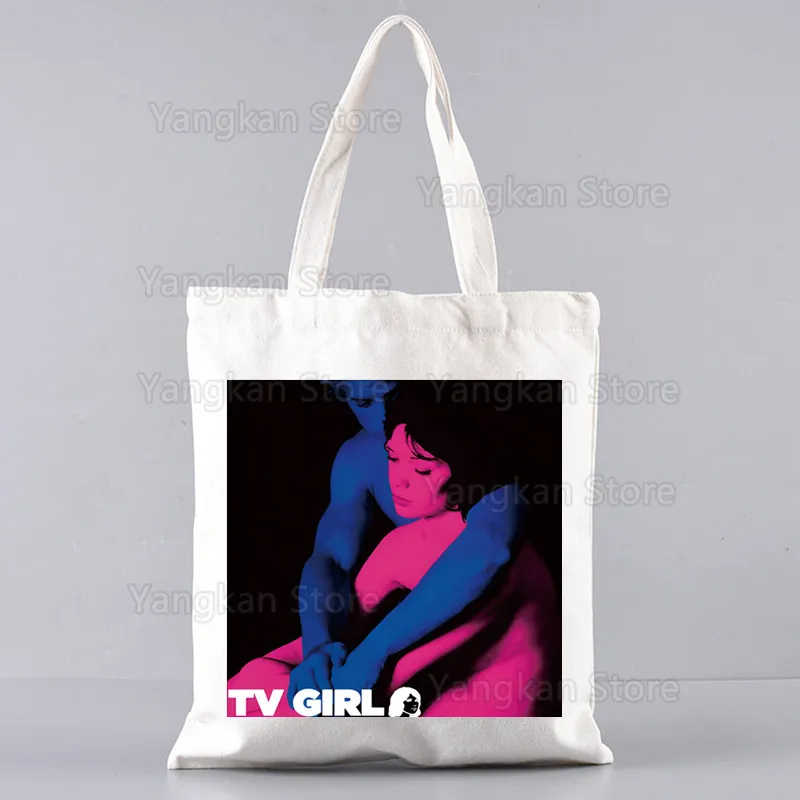 Tv menina impressão lona bolsa de ombro para mulheres bolsas eco reutilizável saco de compras moda vintage ulzzang sacos