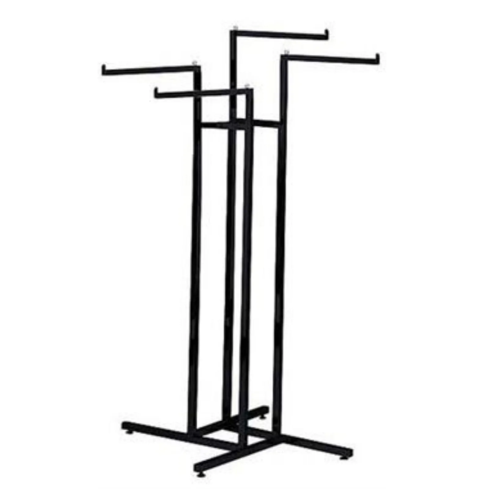 US SSWBasics-Clothing Display Rack, 4 Way, Straight Arms, Black